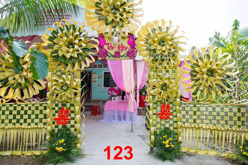 Cổng cưới lá dừa Miền Tây đẹp - Mẫu 123